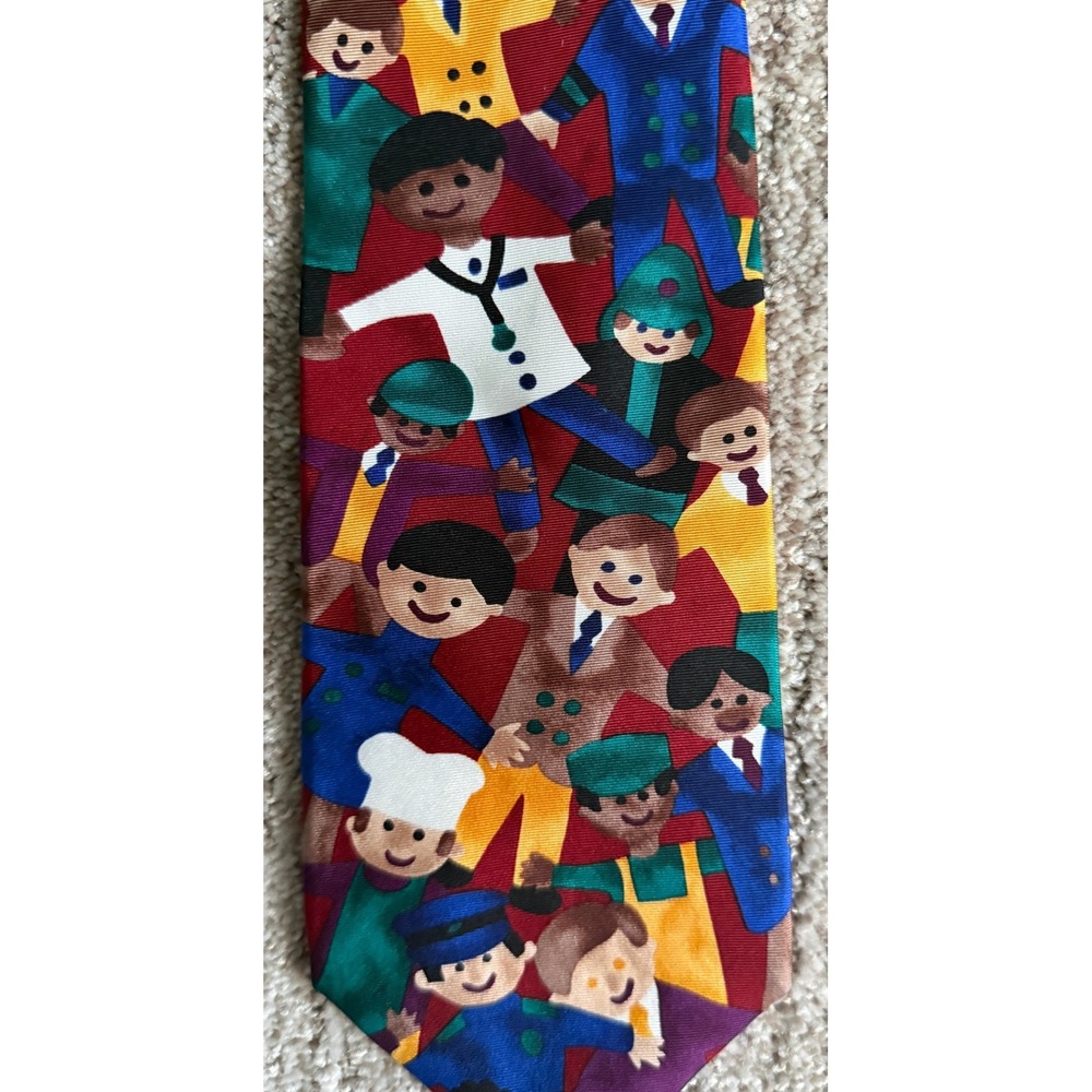 Save the Children Dads Novelty Silk Tie Multi Color Sarah Age 12 USA Made